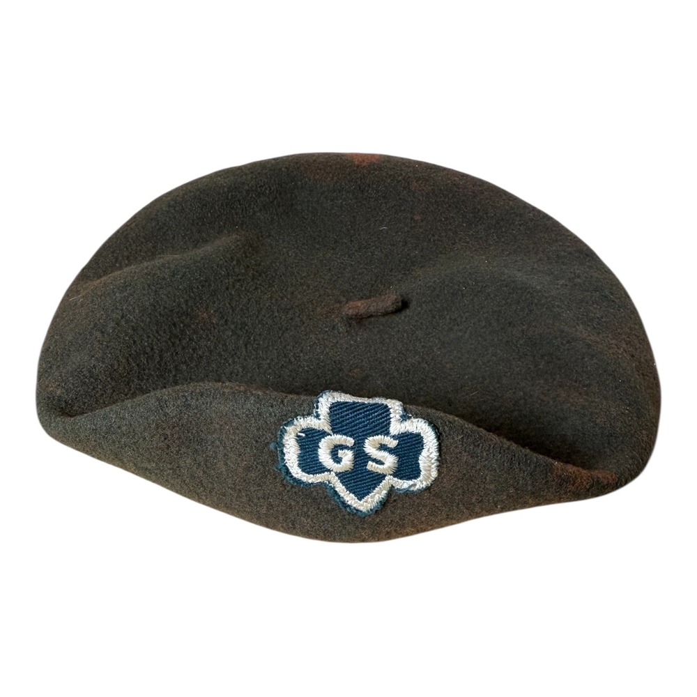 Vintage Girl Scouts Beret Hat Official Uniform Brown Collectible Kids Size 21